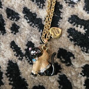 Juicy Couture Gold and Black Cat Pendant Necklace